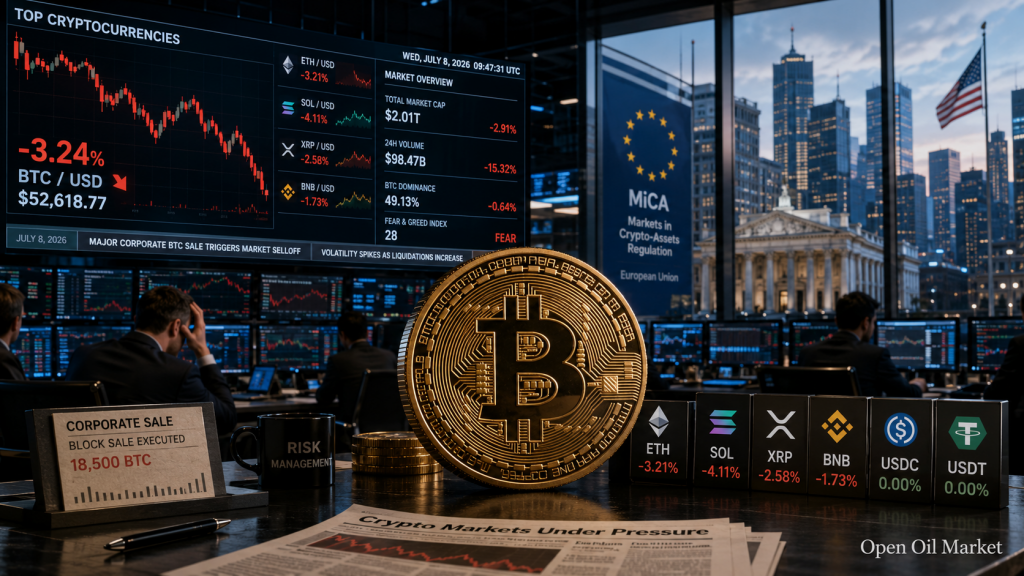加密货币新闻，2026年7月8日：Bitcoin面临压力和新的MiCA规则