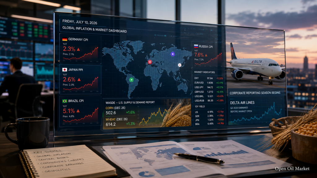 德国、俄罗斯和巴西的通货膨胀、日本PPI、WASDE和Delta Air Lines报告 — 2026年7月10日的主要事件
