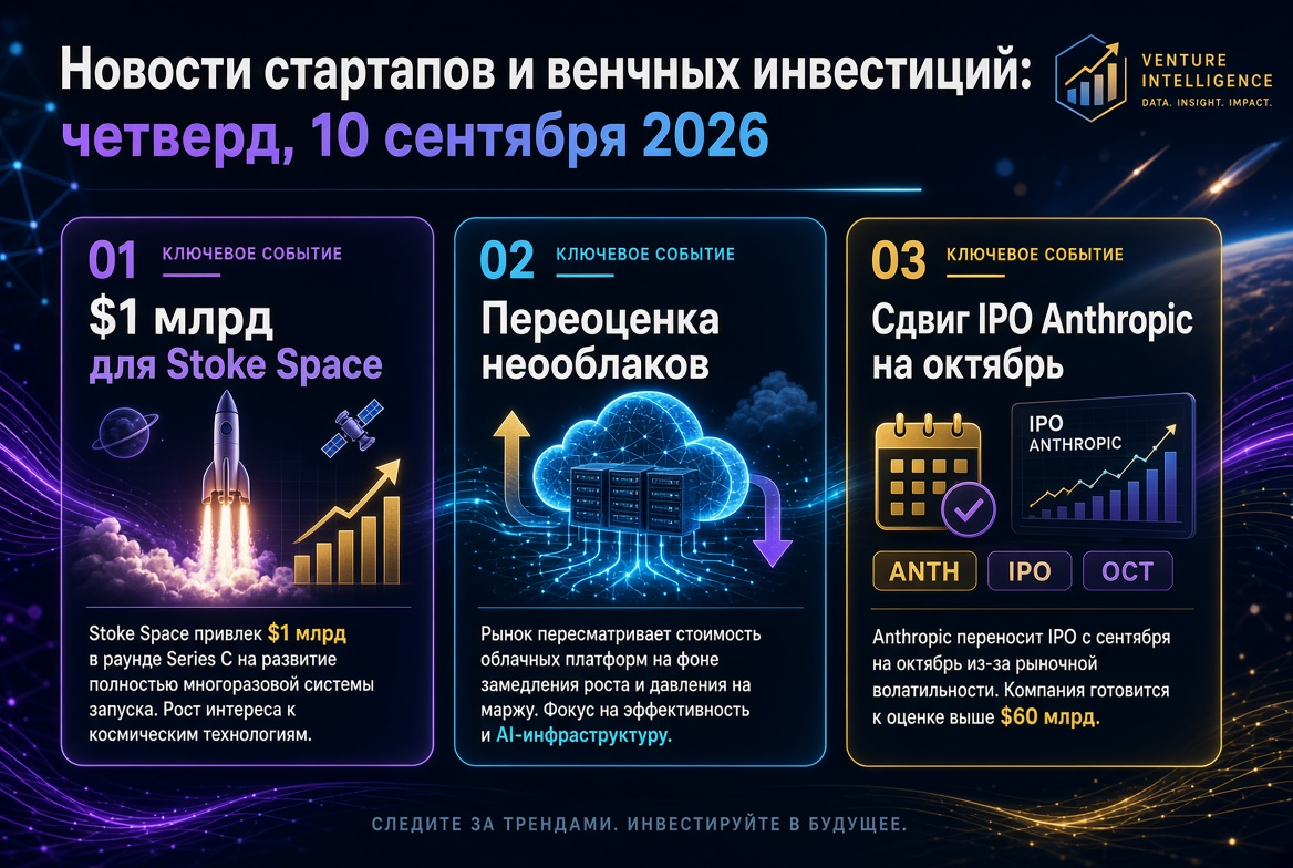 创业及风险投资新闻：2026年9月10日星期四—10亿美元投资于Stoke Space，云计算的重新评估及Anthropic的IPO推迟至十月