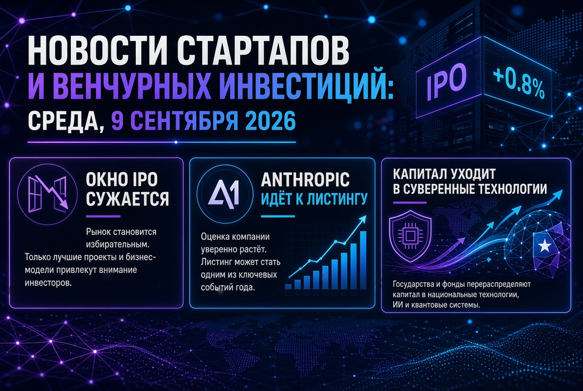 创业公司和风险投资的新闻：2026年9月9日 — IPO窗口缩小，Anthropic正在上市，资本流向主权技术