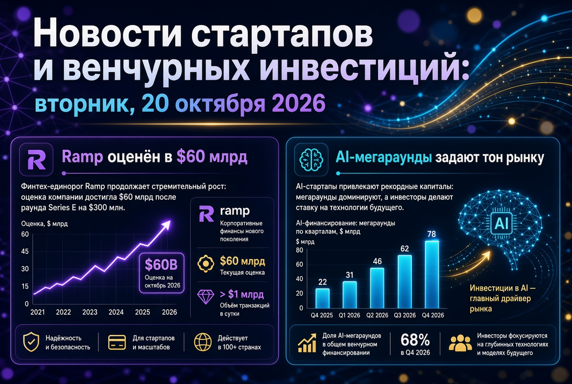 初创企业和风险投资的新闻：2026年10月20日—Ramp估值600亿美元，AI大额融资引领市场